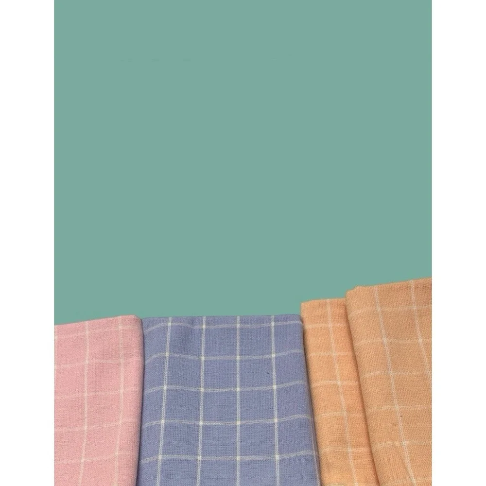 5 Plaid Kitchen‎ Tea Hand Towels Pastel Colors Indo U.S. Sales Inc 100% Cotton